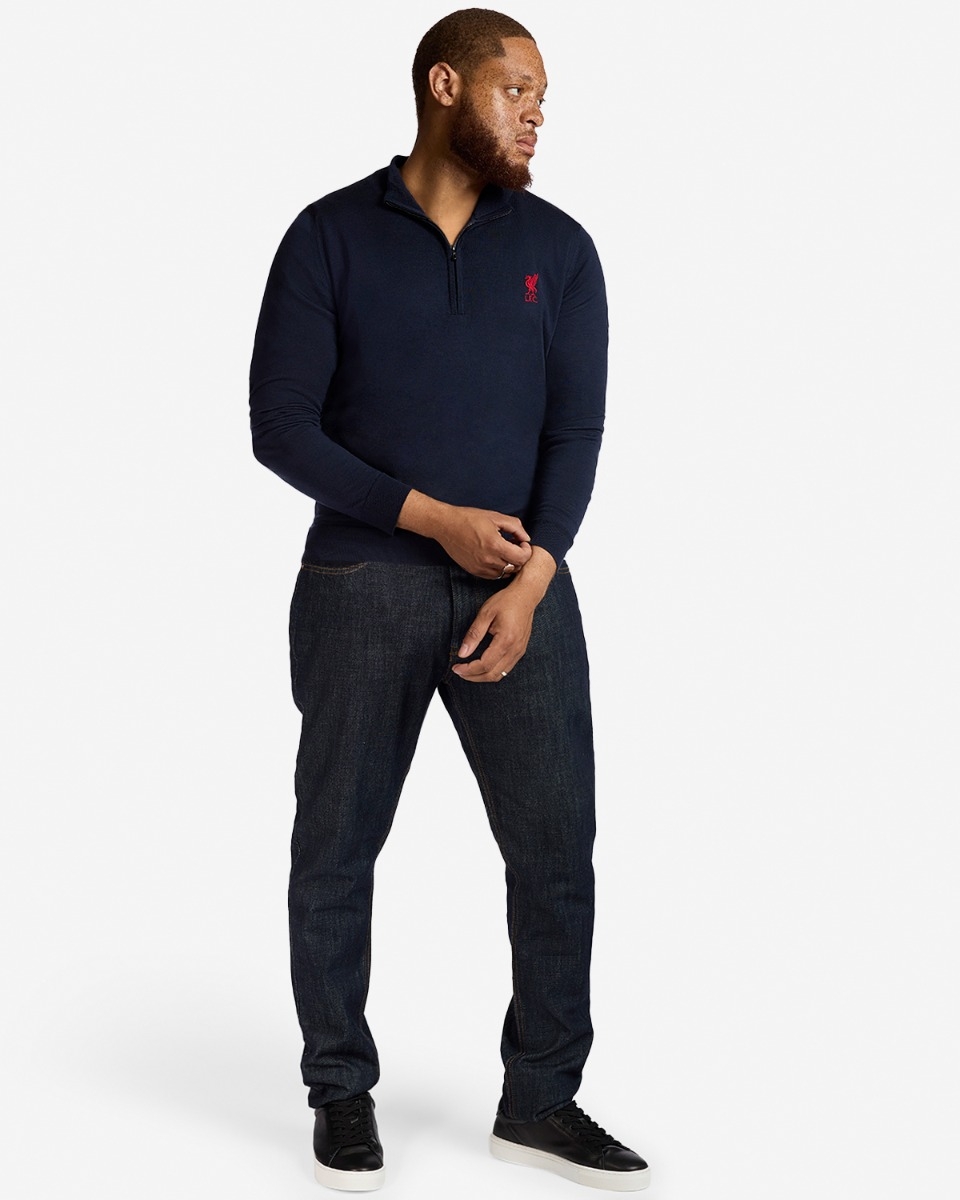 LFC X John Smedley Mens Midnight Quarter Zip Jumper