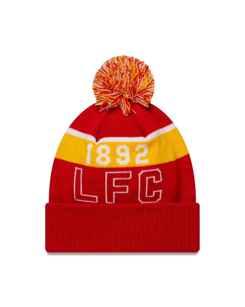 試着のみBOTT NEWERA PON PON BASIC CUFF KNIT LFC New Era SPORT CUFF 1892 POM POM Beanie Red & Yellow