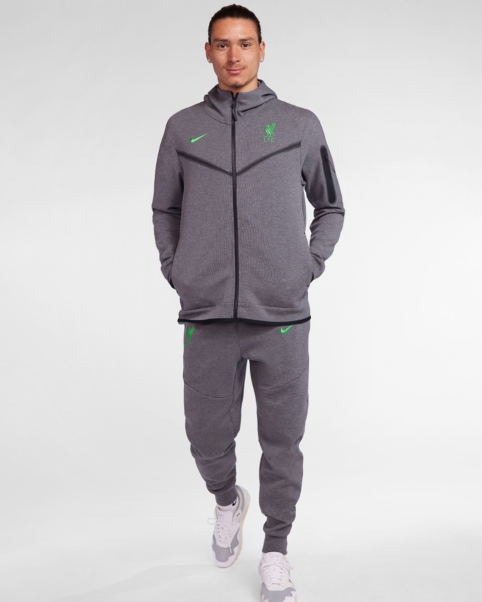 LFC Nike Mens 23/24 Tech Fleece Hoody - Grey & Green