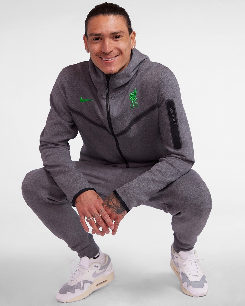 LFC Nike Mens 23 24 Tech Fleece Hoody Grey Green