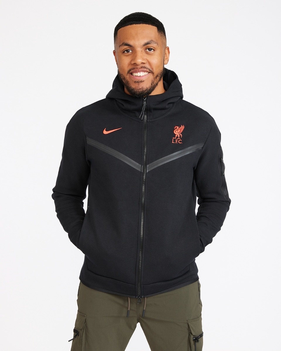 LFC Nike Mens Black Tech Fleece Full Zip Hoodie 22 23