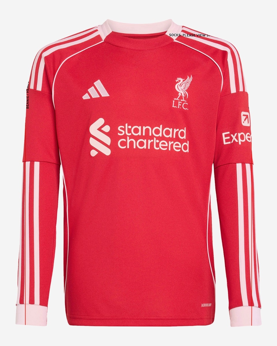 LFC adidas Youth 25/26 Home Long Sleeve Jersey