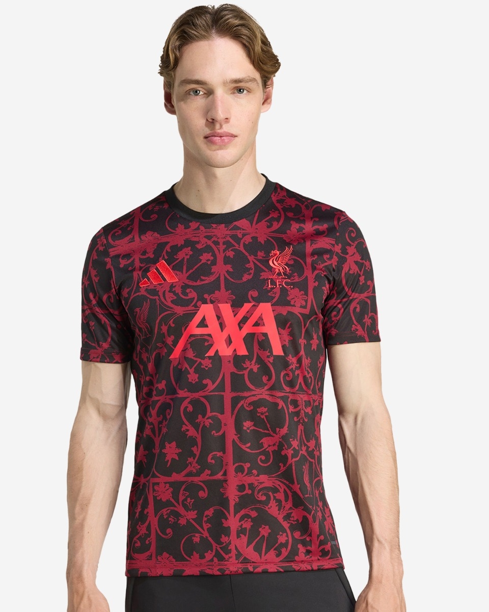 LFC adidas Mens 25/26 Short Sleeve Pre-Match Shirt Black