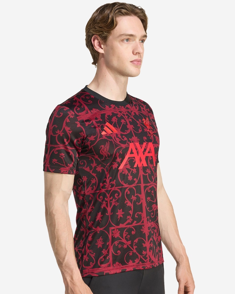 LFC adidas Mens 25/26 Short Sleeve Pre-Match Shirt Black