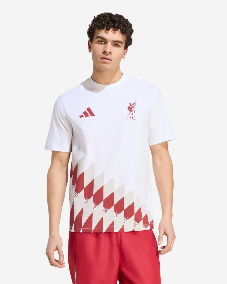 LFC adidas Mens 26/27 Stadium Graphic Tee White & Active Maroon