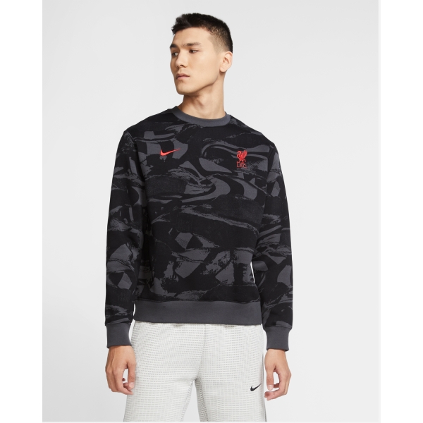 LFC Nike Mens Dark Grey Fleece Crew