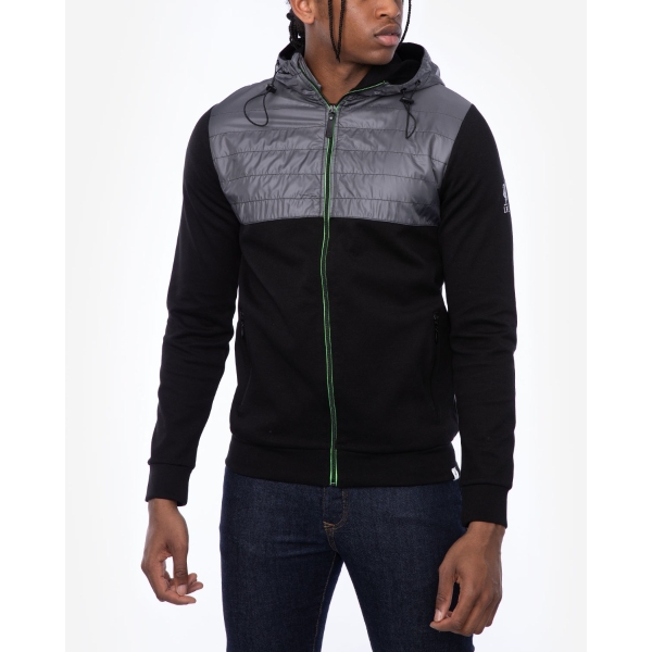 LFC Mens Black Fabric Mix Zip Through