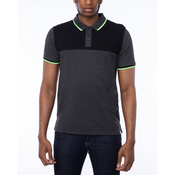 LFC Mens Charcoal Marl Neon Panel Polo