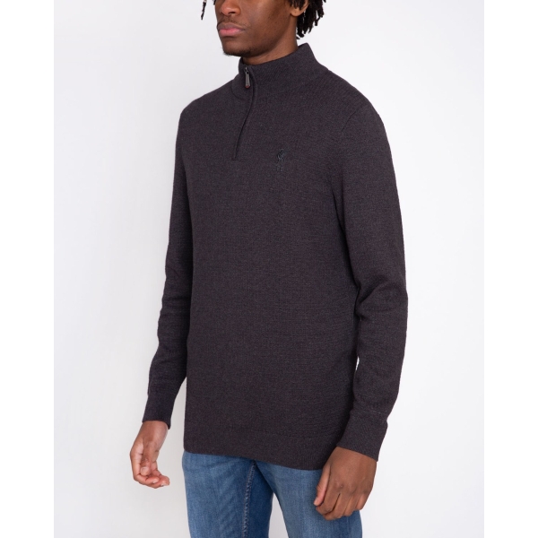 LFC Mens Firma Grey ¼ Zip Neck Knit Jumper