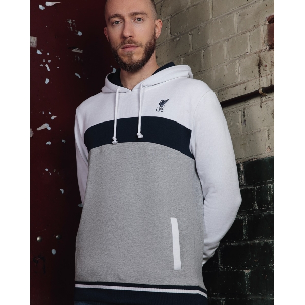 LFC Mens White Colour Block Hoody