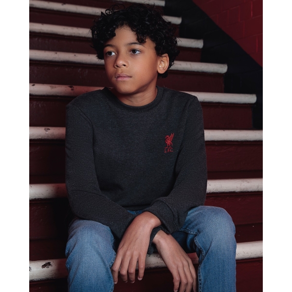 LFC Junior Charcoal Marl Crew Neck Sweatshirt