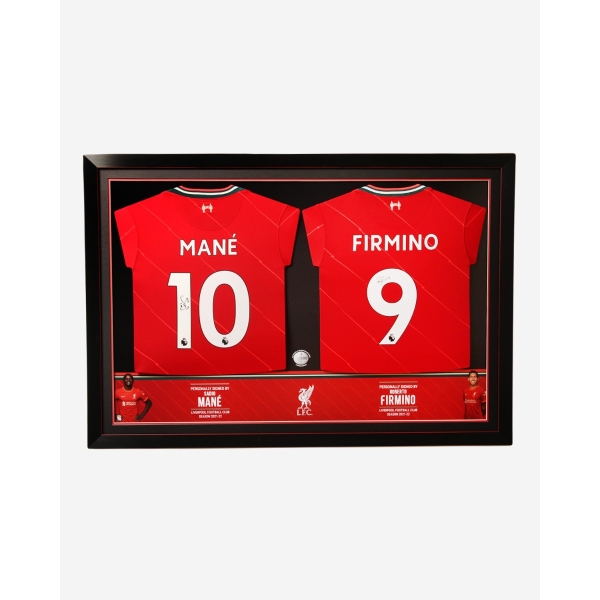 LFC 21-22 Firmino & Mane Signed Dual Framed Shirt