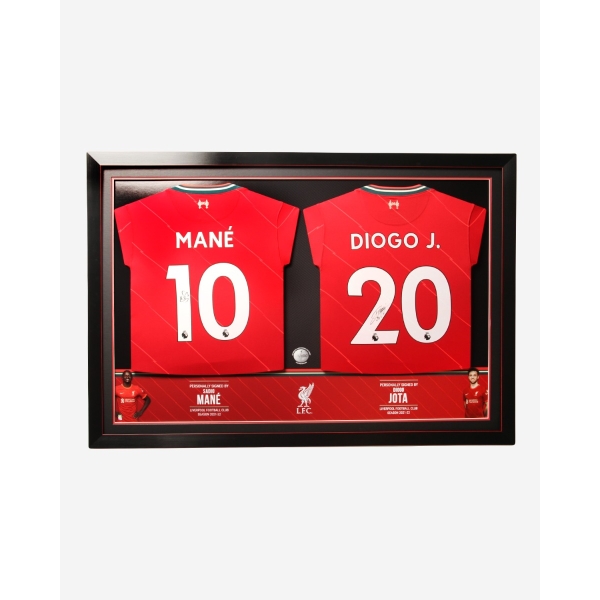 LFC 21-22 Jota & Mane Signed Dual Framed Shirt