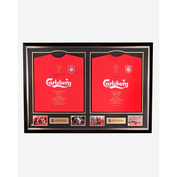 LFC Gerrard & Carragher Signed Framed Shirt