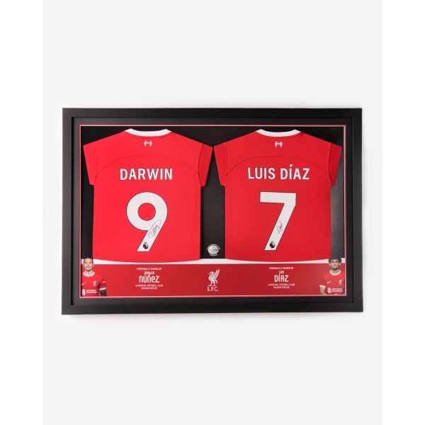 LFC Signed Díaz & Nuñez Dual Framed Shirt