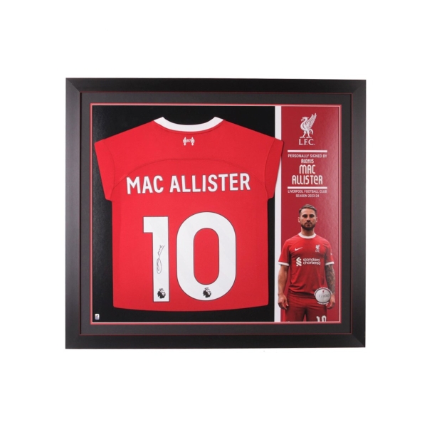 LFC Signed 23/24 Mac Allister Framed Shirt