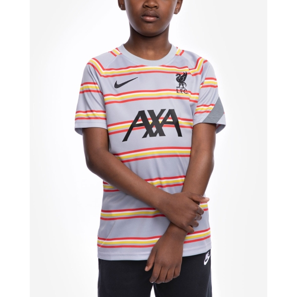 LFC Nike Junior Grey Pre Match Short Sleeve Top