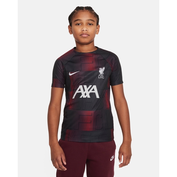 LFC Nike Youth 23/24 Short Sleeve Pre-Match Shirt Grey & Red