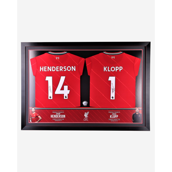 LFC 21-22 Henderson & Klopp Signed Dual Framed Shirt