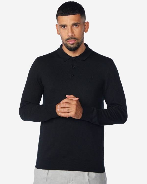 LFC Mens Firma Long Sleeve Knitted Polo Black