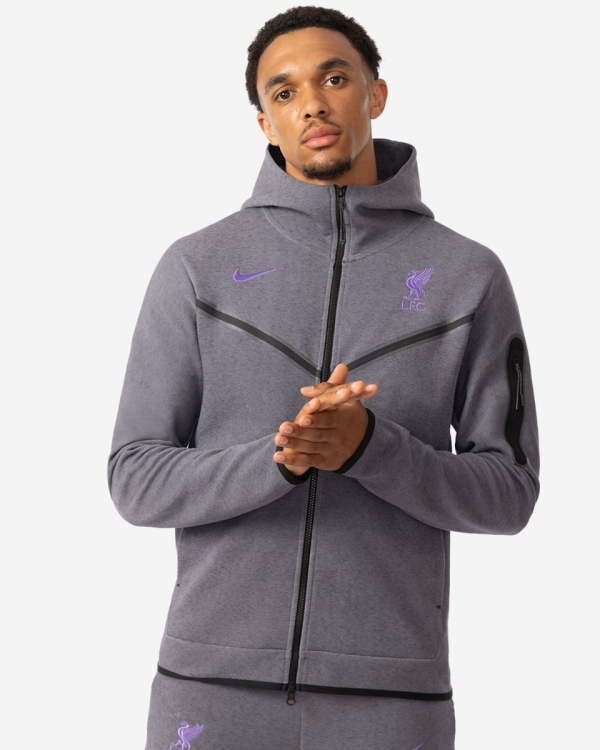 LFC Nike Mens 23/24 Tech Fleece Hoodie - Grey & Purple