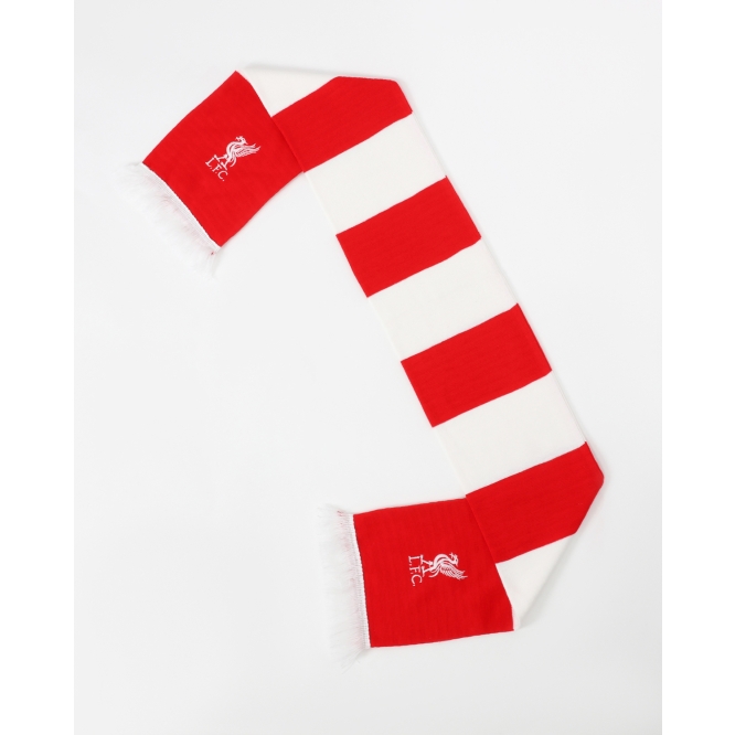 New Liverpool Fc Official Red And White Bar Scarf Traditional Retro 