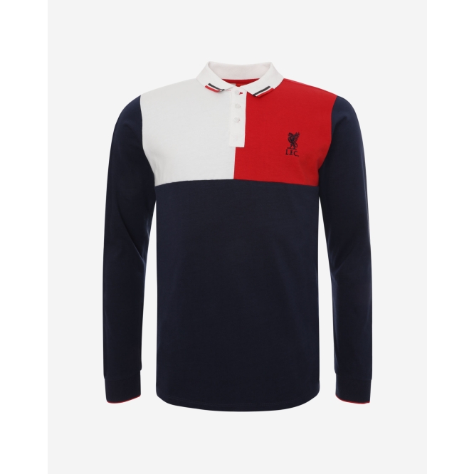 Liverpool FC Mens Football Colour Block White Stripe Polo T-Shirt LFC Official