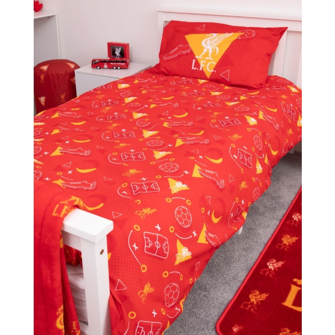 Liverpool Single Duvet Cover Set Reversible Red Football Club Bedding with Pillowcase