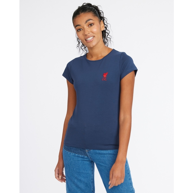 Liverpool FC Womens Navy Liverbird Emblem Tee - Size 10