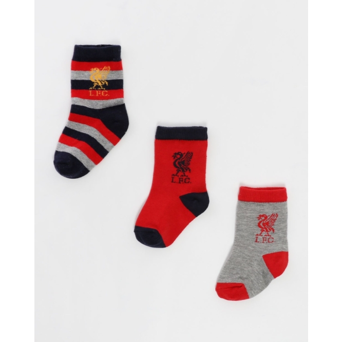 Liverpool FC Red/Pink Baby Boy Football 3 Pack Socks AW 18/19 LFC Official