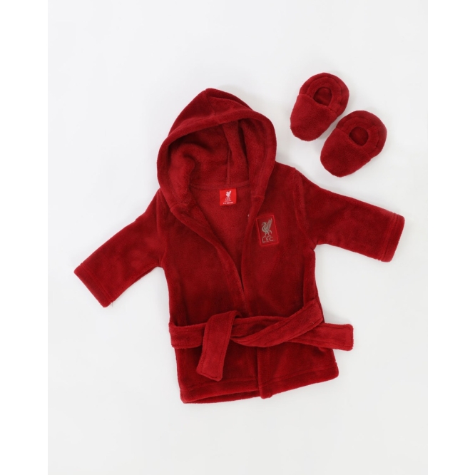 Liverpool FC Baby Dressing Gown Toddler Robe Hooded Fleece OFFICIAL Gift