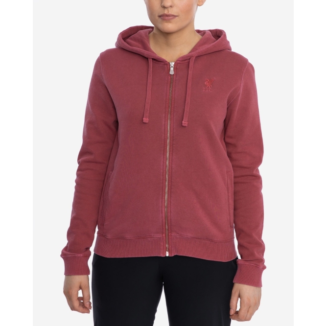 Sudadera con Capucha LFC Mujer Vintage Roja Blanqueada con Cremallera