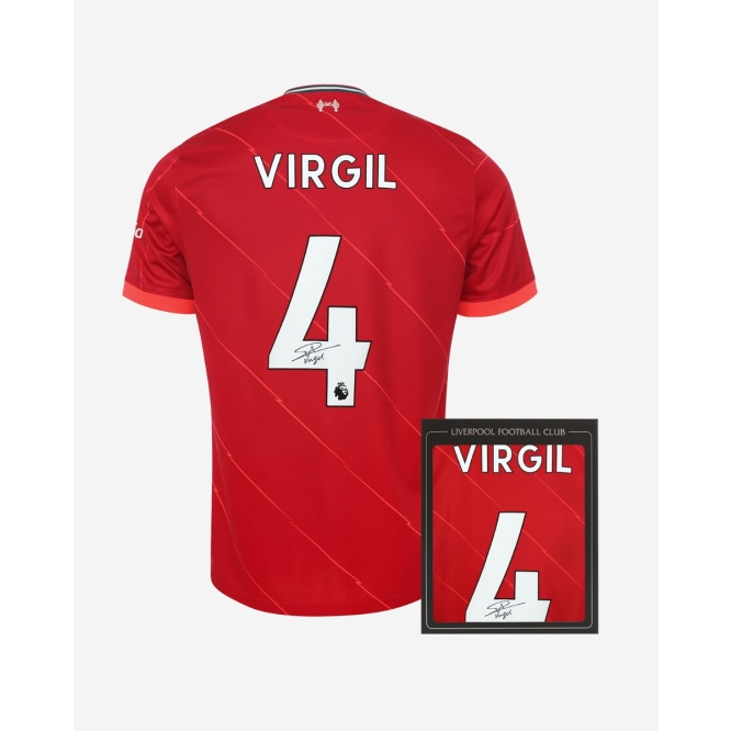 Procesando principal Eso Camiseta LFC en caja firmada por Virgil van Dijk 21-22