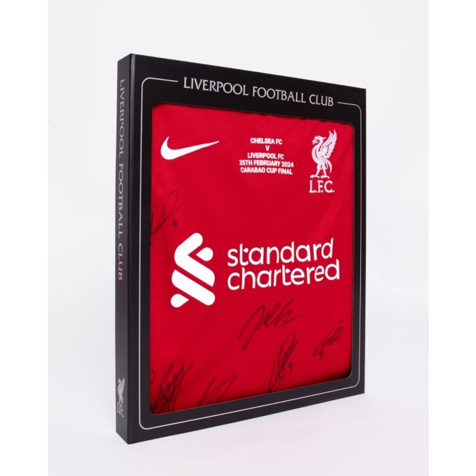 LFC Signed 2024 Carabao Cup Final Squad Boxed Shirt