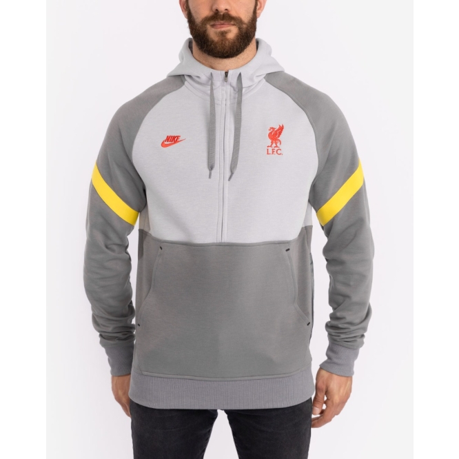 Liverpool FC Mens Grey Zip Through Fleece Sweater LFC Official