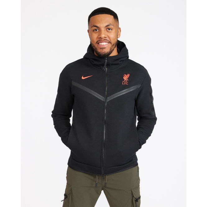 LFC Nike Mens Black Tech Fleece Full-Zip Hoodie 22/23