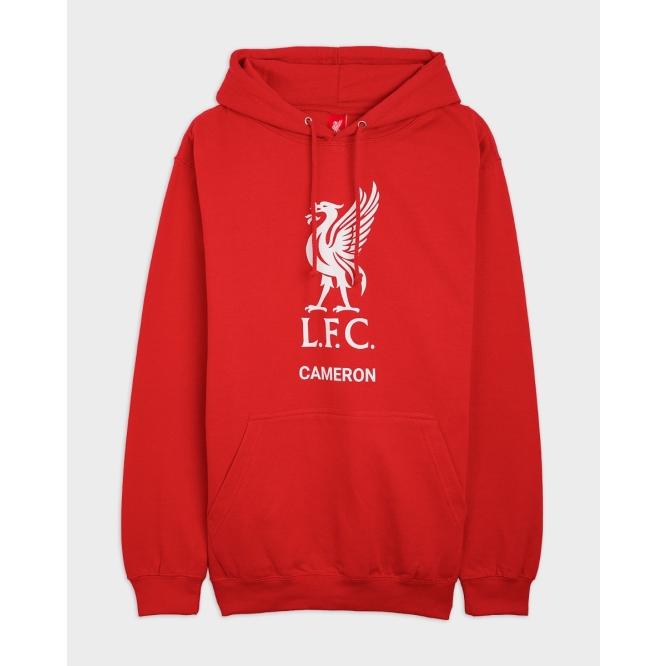 Personalise your LFC White Liverbird Personalised Red Hoody at the ...