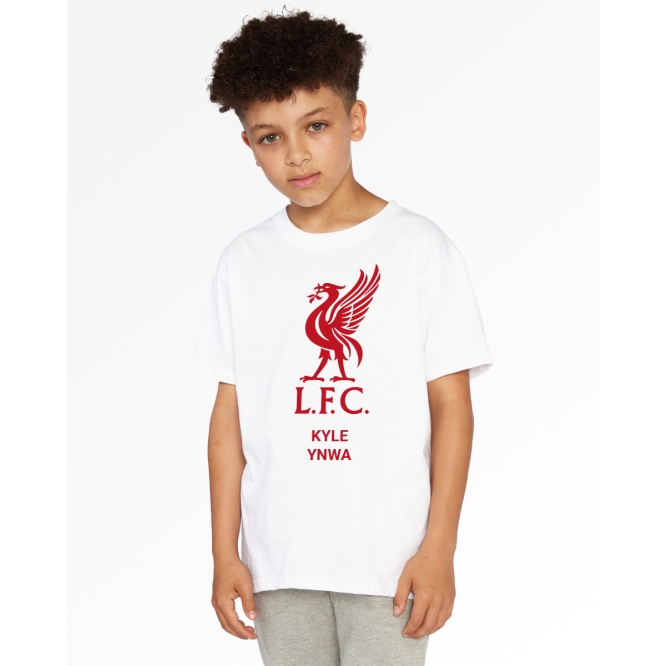 LFC Junior Red Liverbird Personalised White Tee