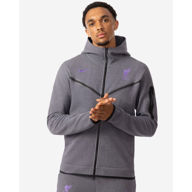 LFC Nike Mens 23/24 Tech Fleece Hoodie - Grey & Purple